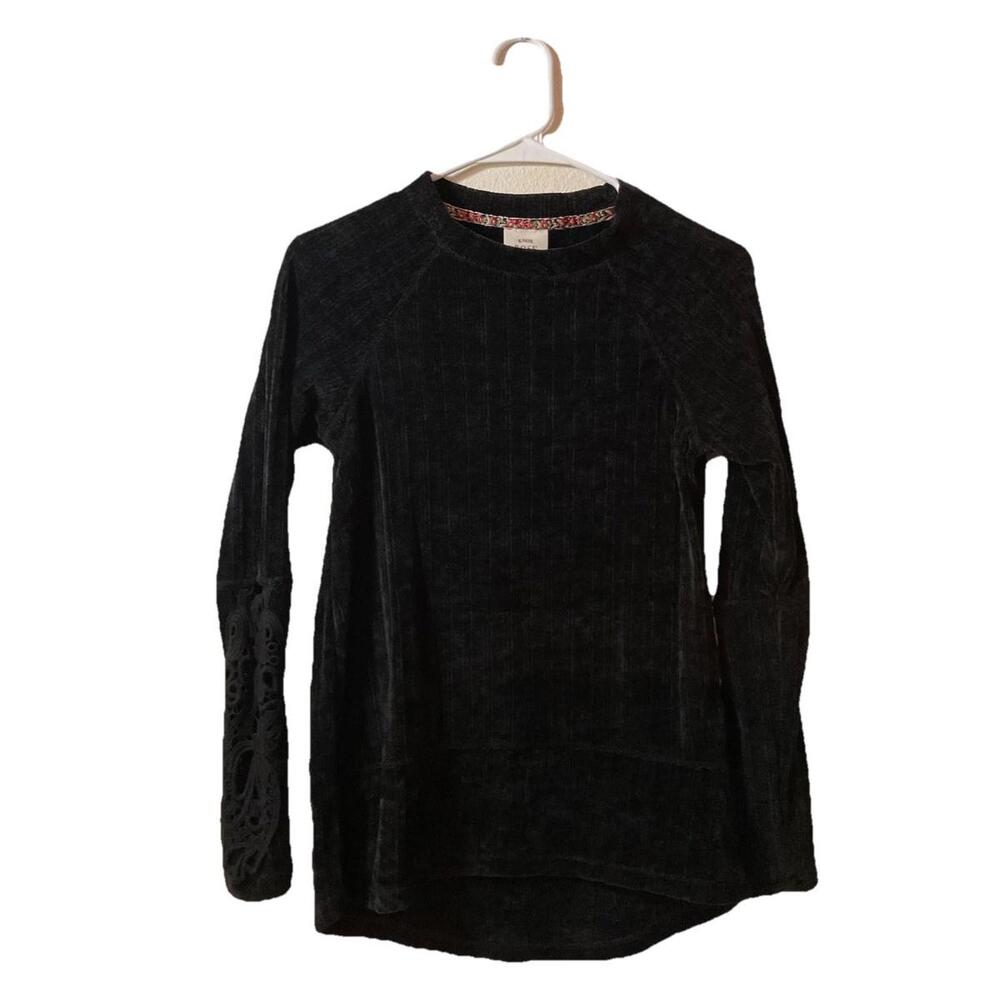 Knox Rose Chenille Sweater Lace Wrist Long Sleeve XS EUC